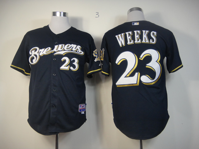 Men Milwaukee Brewers #23 Weeks Blue MLB Jerseys